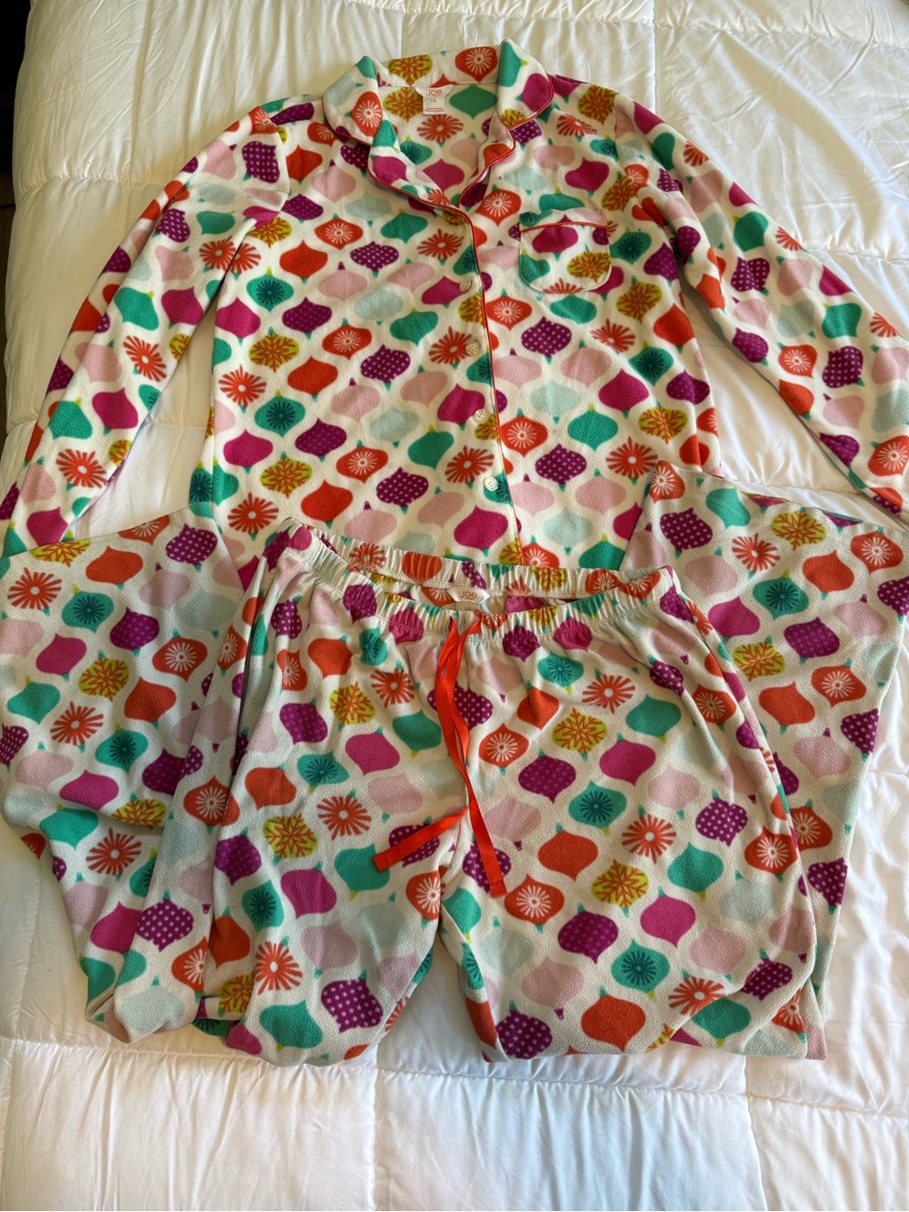 Joe Fresh Women's Multicolor Christmas Flannel Geometric Pajama Set size large